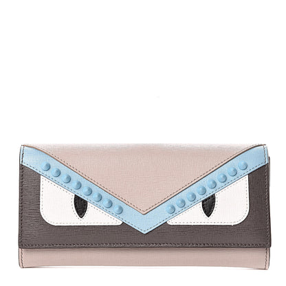 Fendi Vitello Elite Monster Eyes Studded Continental Wallet Carbone White Multicolor 1 of 7