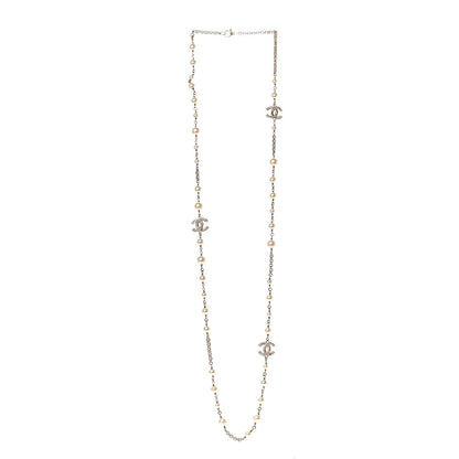 Chanel Crystal Pearl CC Long Necklace Gold 2 of 4