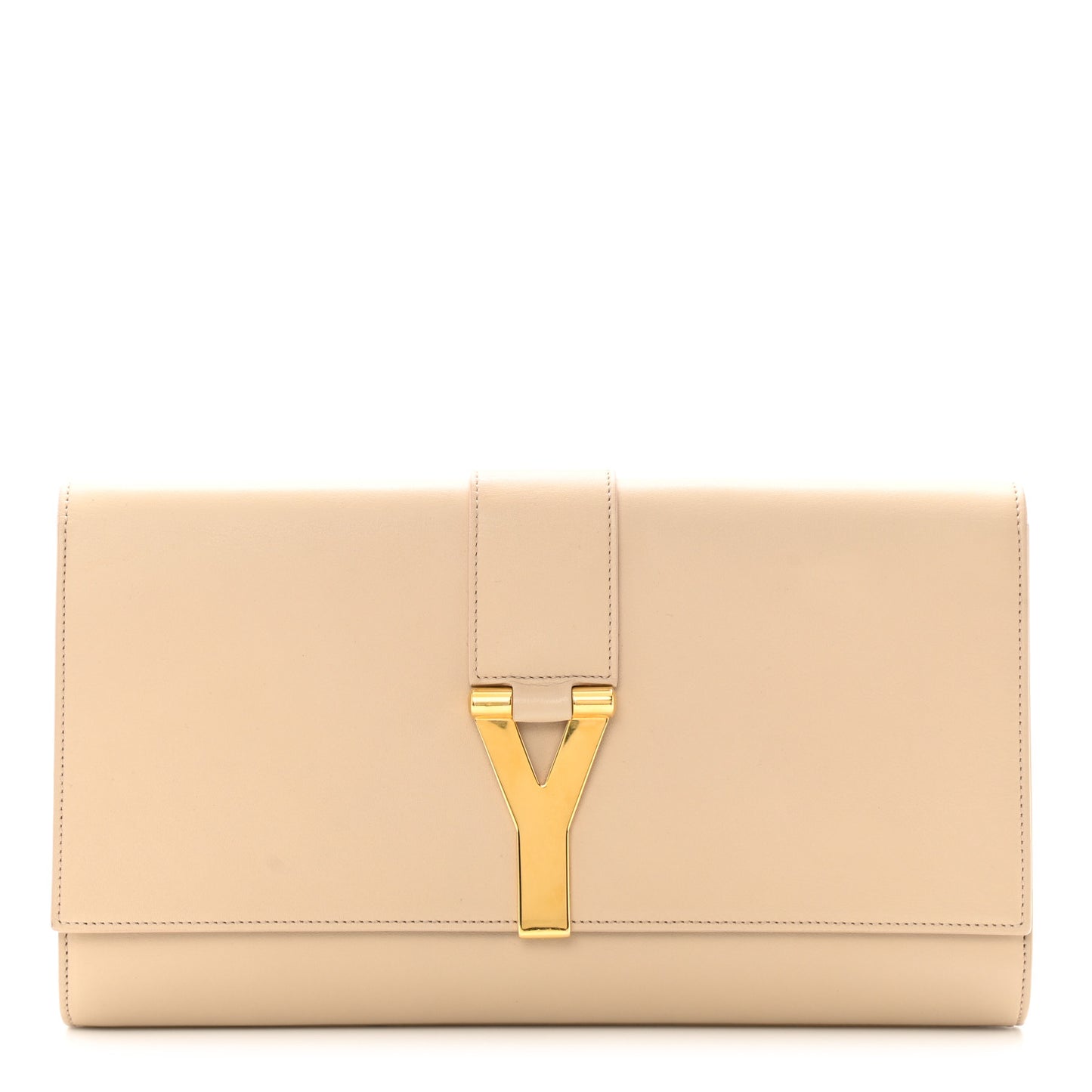 Calfskin Classic Y Ligne Clutch Light Beige