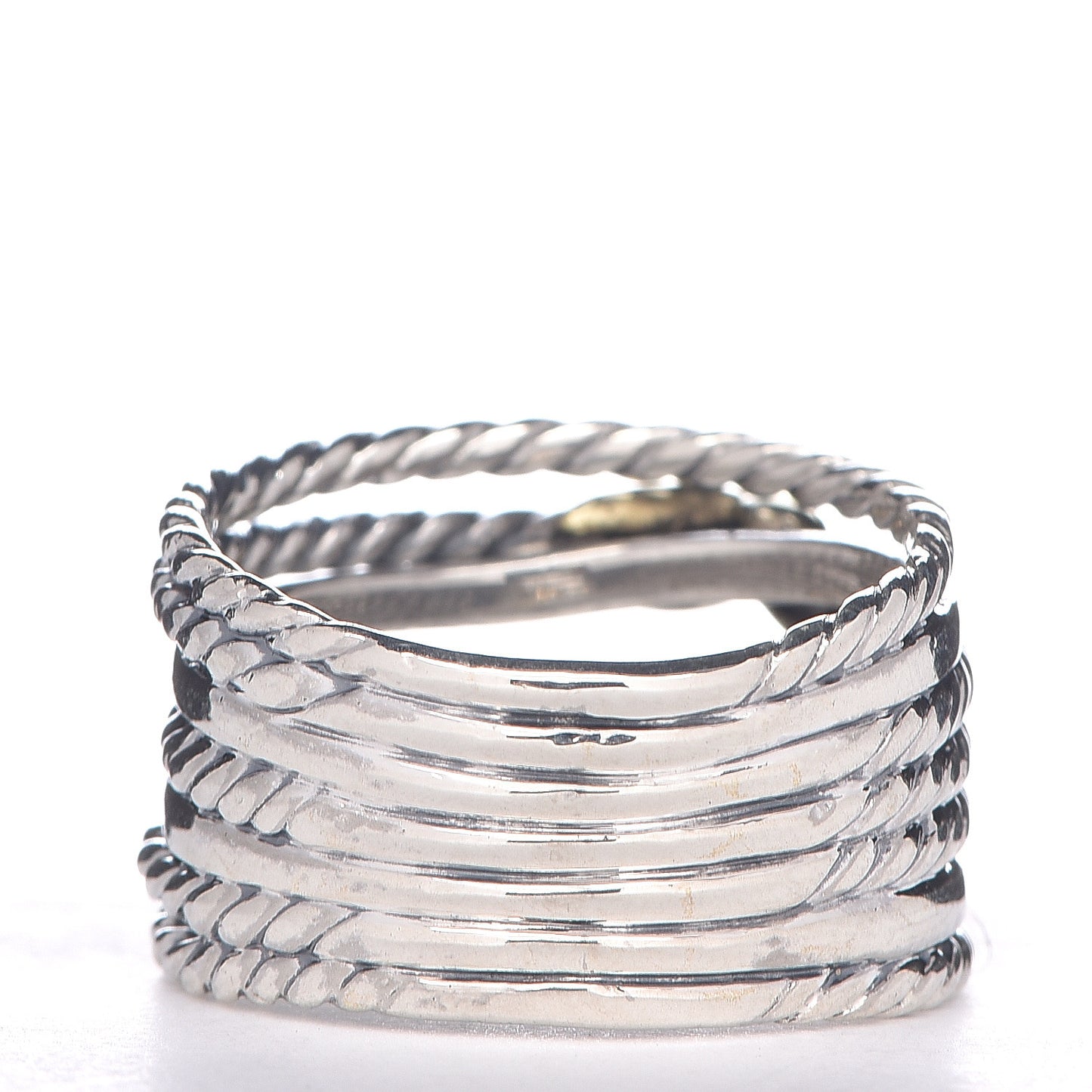 Sterling Silver 18K Yellow Gold Double X Crossover Ring 54 6.75