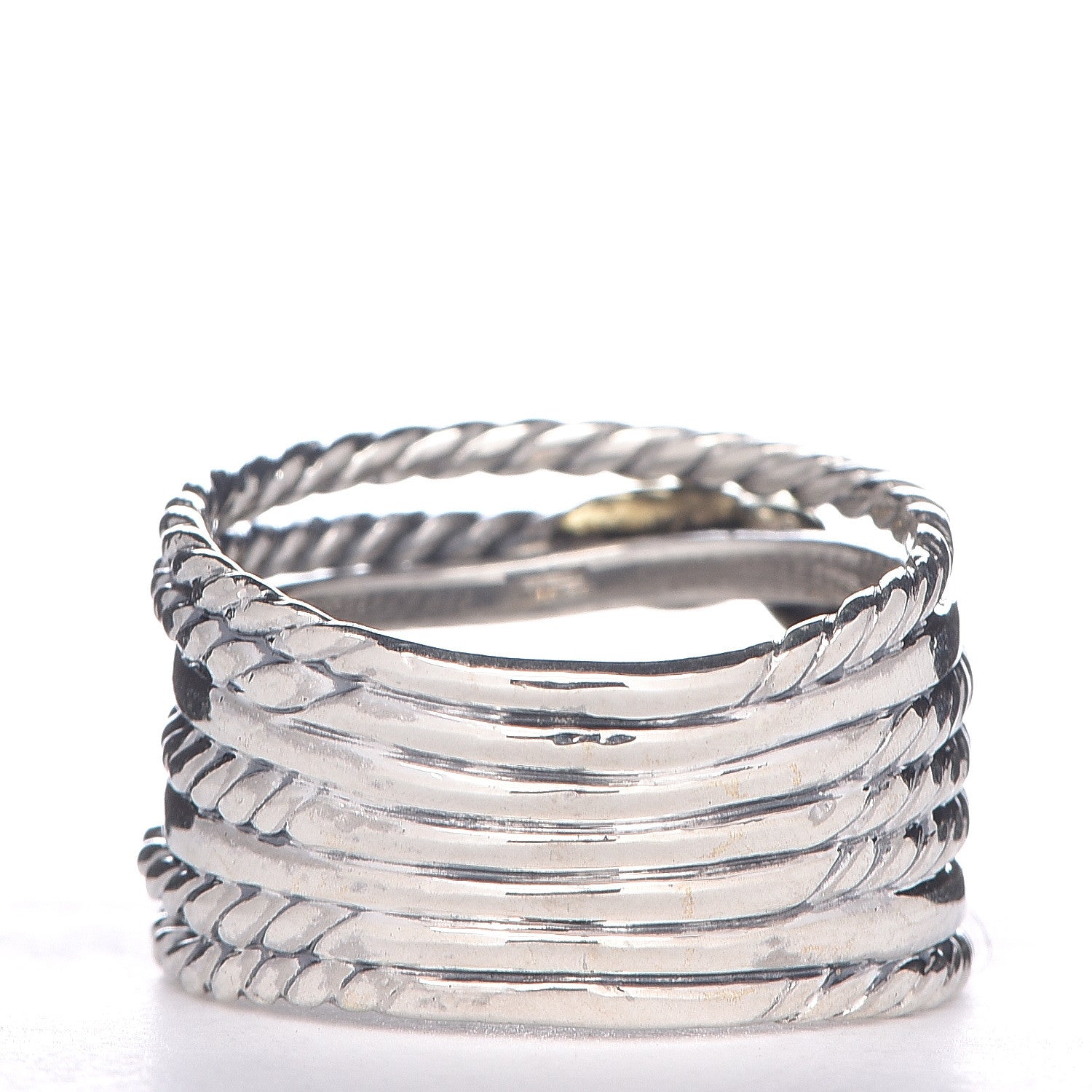 David Yurman Sterling Silver 18K Yellow Gold Double X Crossover Ring 54 6.75 3 of 4