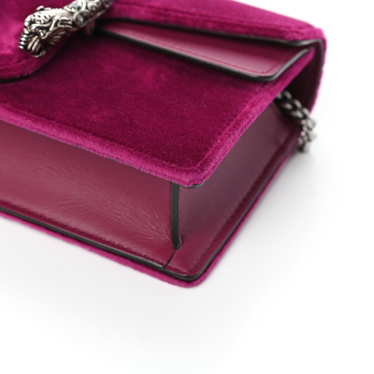 Velvet Super Mini Dionysus Shoulder Bag Fuchsia Violet Cyclamen