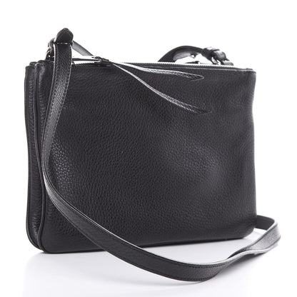 Prada Vitello Phenix Double Zip Crossbody Bag Black 3 of 11
