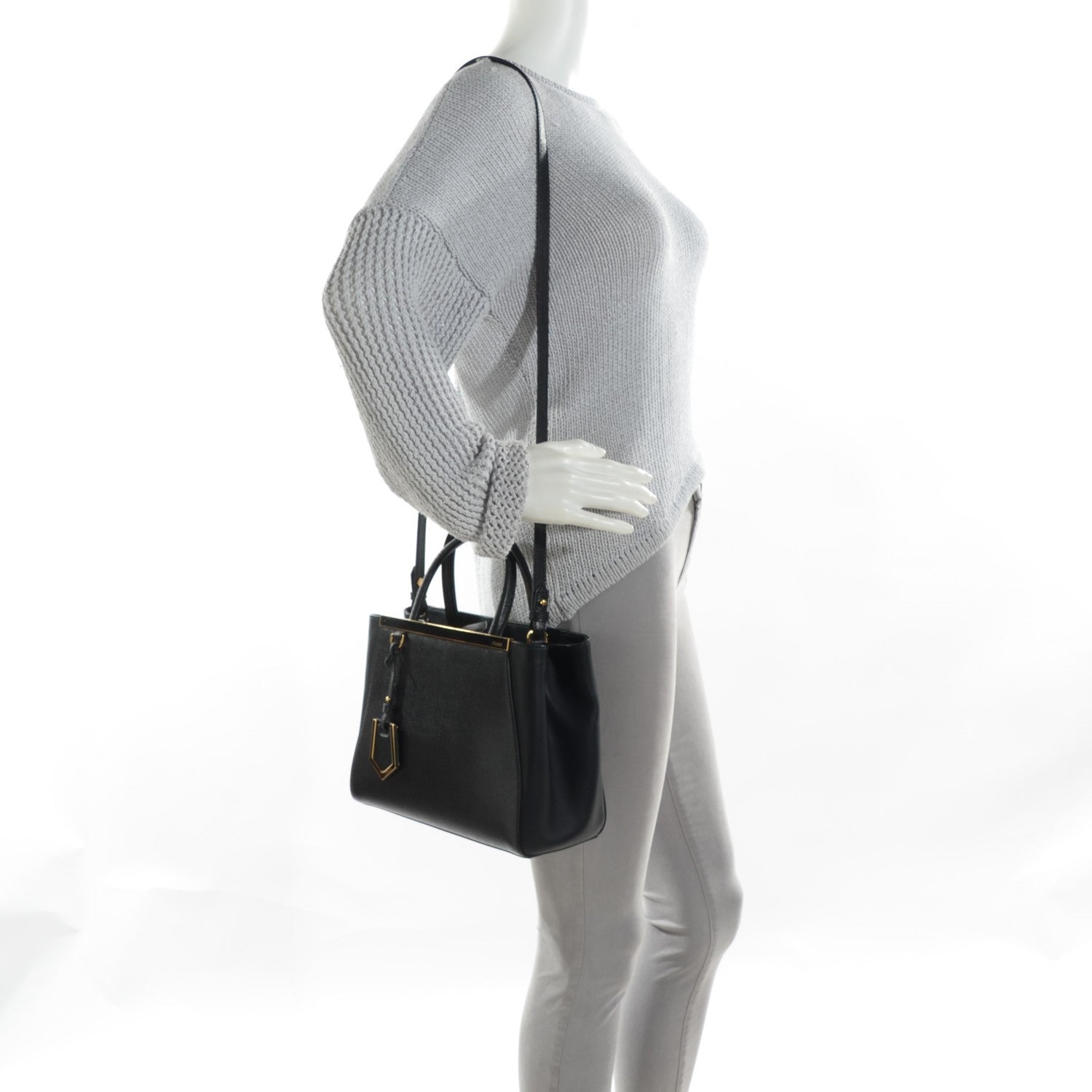 Fendi Vitello Elite Petite 2Jours Tote Black 2 of 8