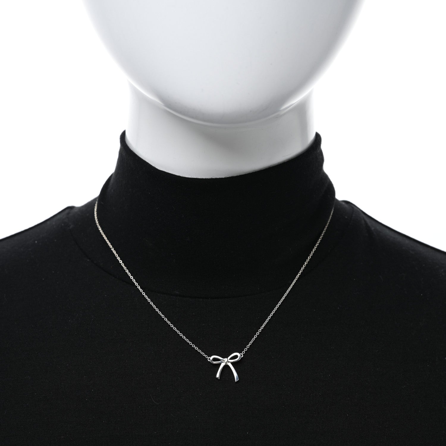 Tiffany Sterling Silver Small Bow Pendant Necklace 2 of 5