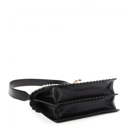 Fendi Vitello Liberty Pearl Bi-Color Flowers and Bows Scalloped Studded Kan I Shoulder Bag Black Camelia 4 of 9