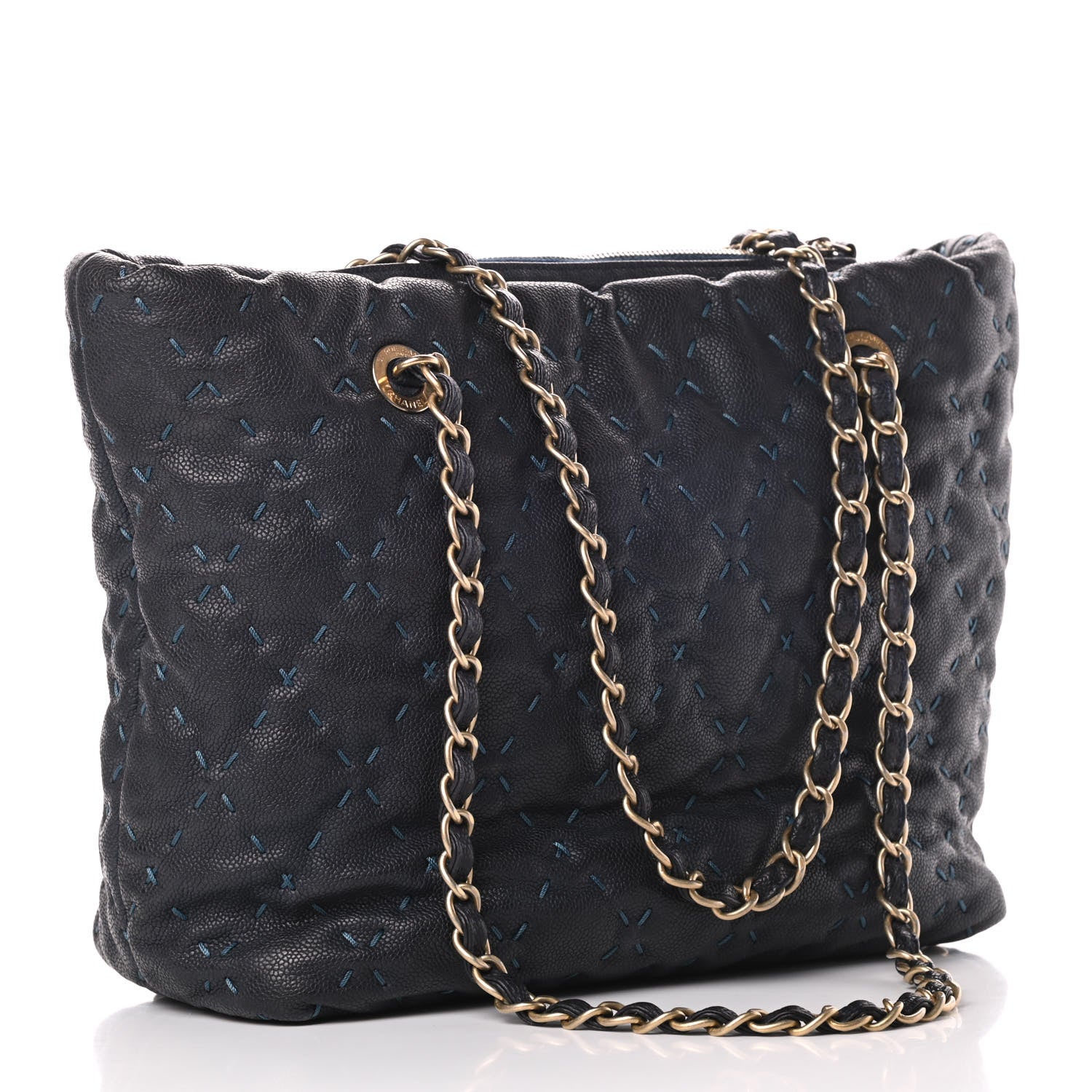 Chanel Caviar Stitched Tote Blue 3 of 14