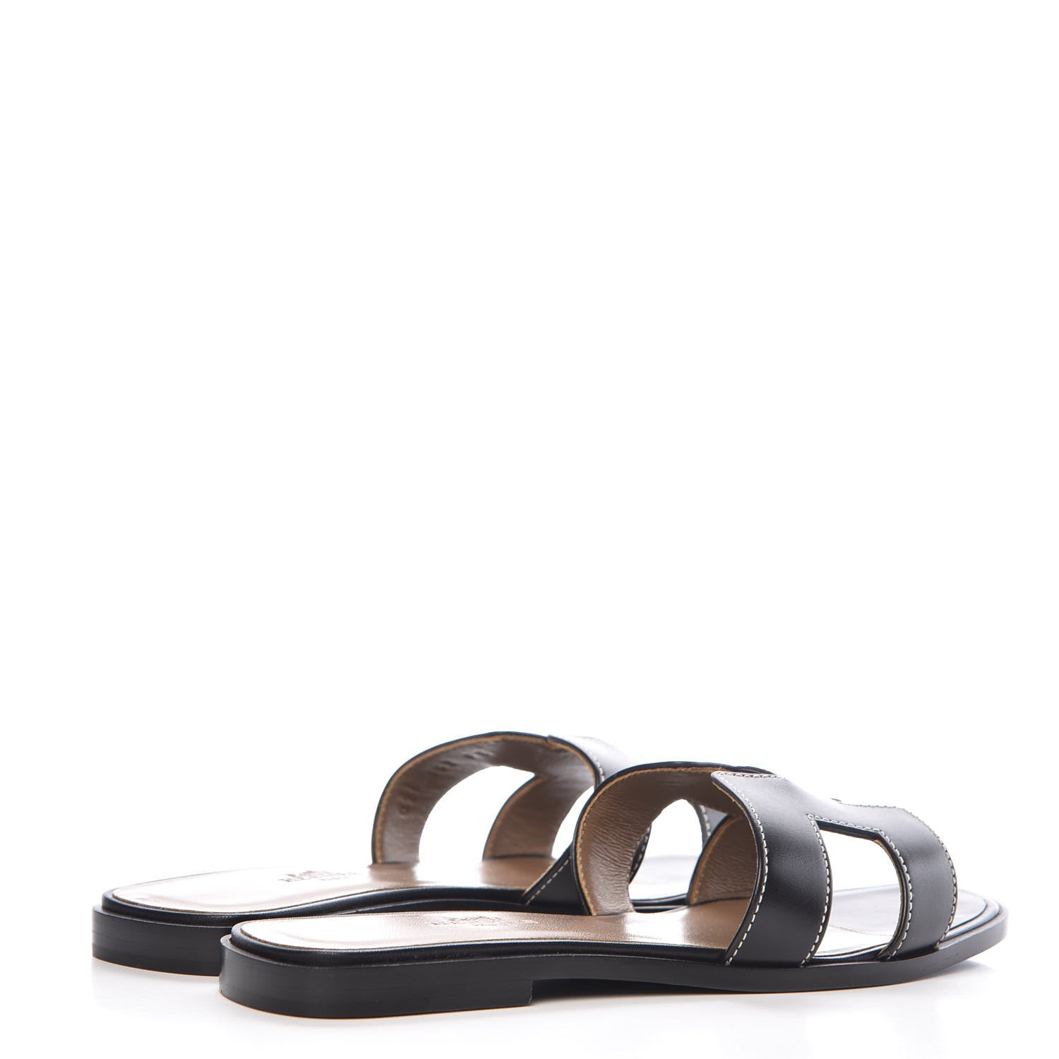 Hermes Box Calfskin Oran Sandals 36 Black 4 of 8