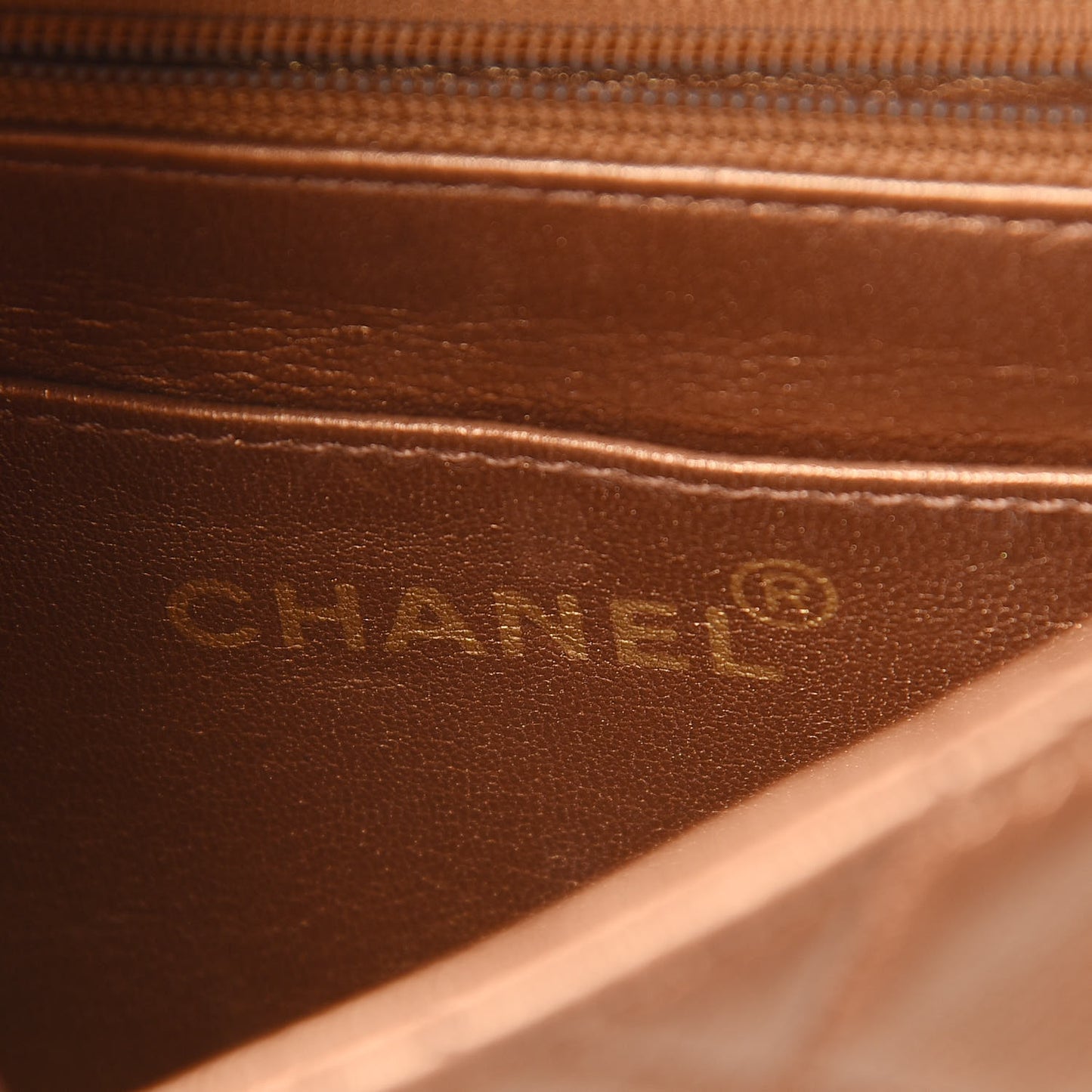 Metallic Lambskin Quilted Mini Square Flap Bronze
