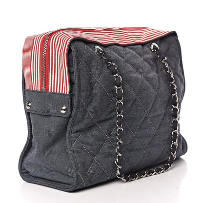Chanel Denim Quilted CC Tote Blue 3 of 10