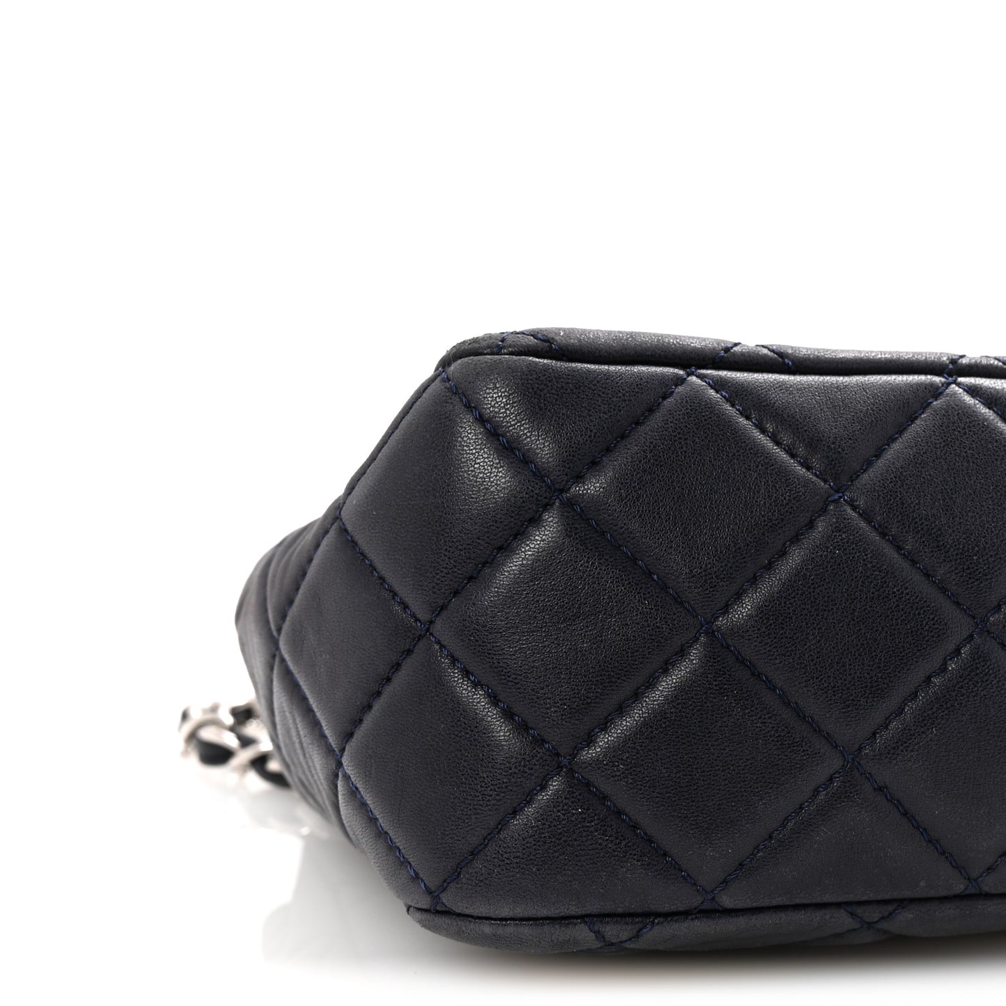 Lambskin Quilted Jumbo Single Flap Navy