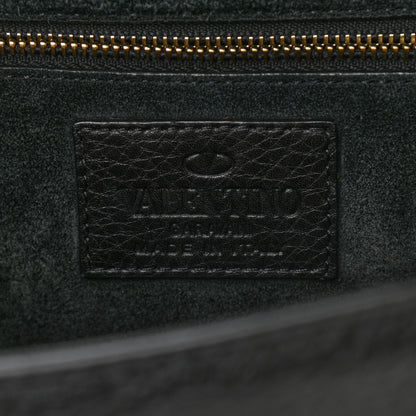 Valentino Garavani Pebbled Calfskin Medium Glam Lock Rockstud Flap Black 6 of 10