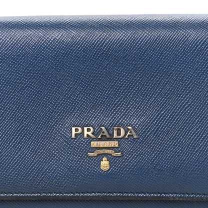 Prada Saffiano Metal Continental Flap Wallet Bleuette 5 of 6