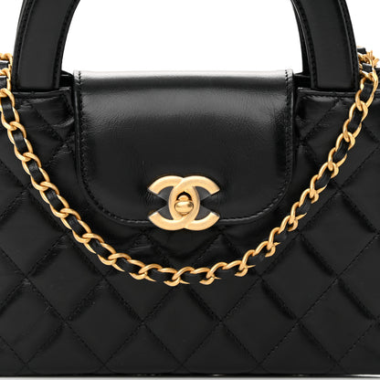 Chanel Shiny Aged Calfskin Quilted Nano Kelly Shopper Black 8 of 14