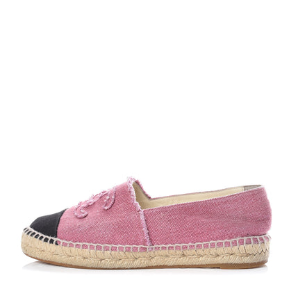 Chanel Linen CC Espadrilles 38 Pink Black 1 of 10