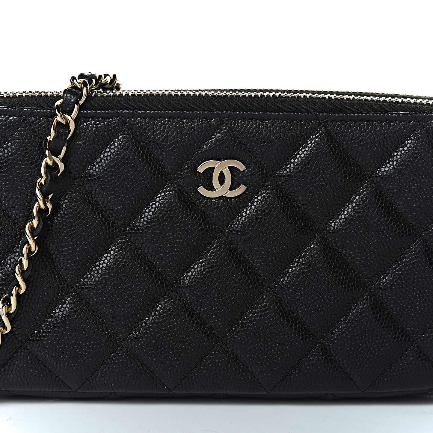 Caviar Quilted Small Clutch With Chain Black