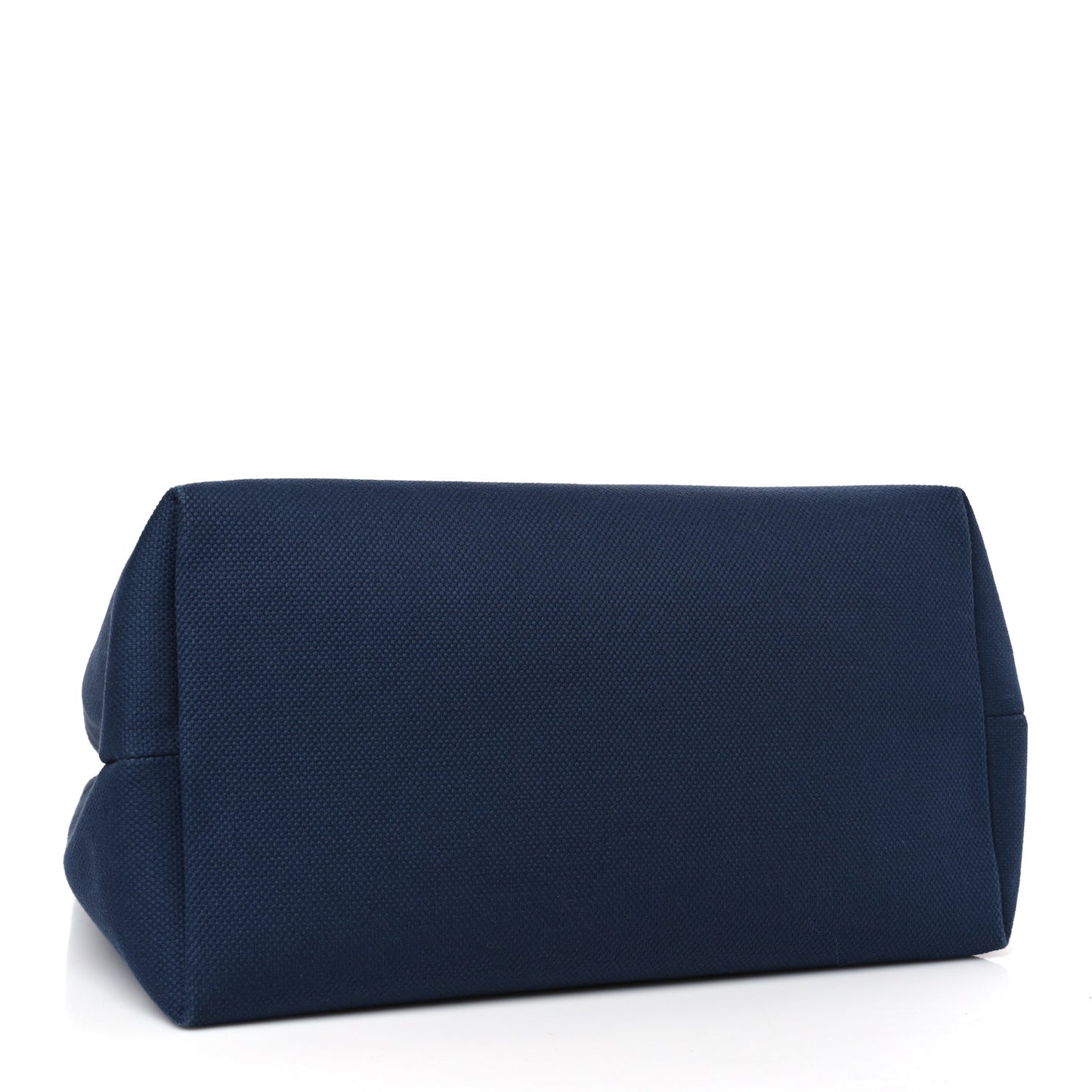 Canvas Calfskin Horizontal Cabas Navy Tan