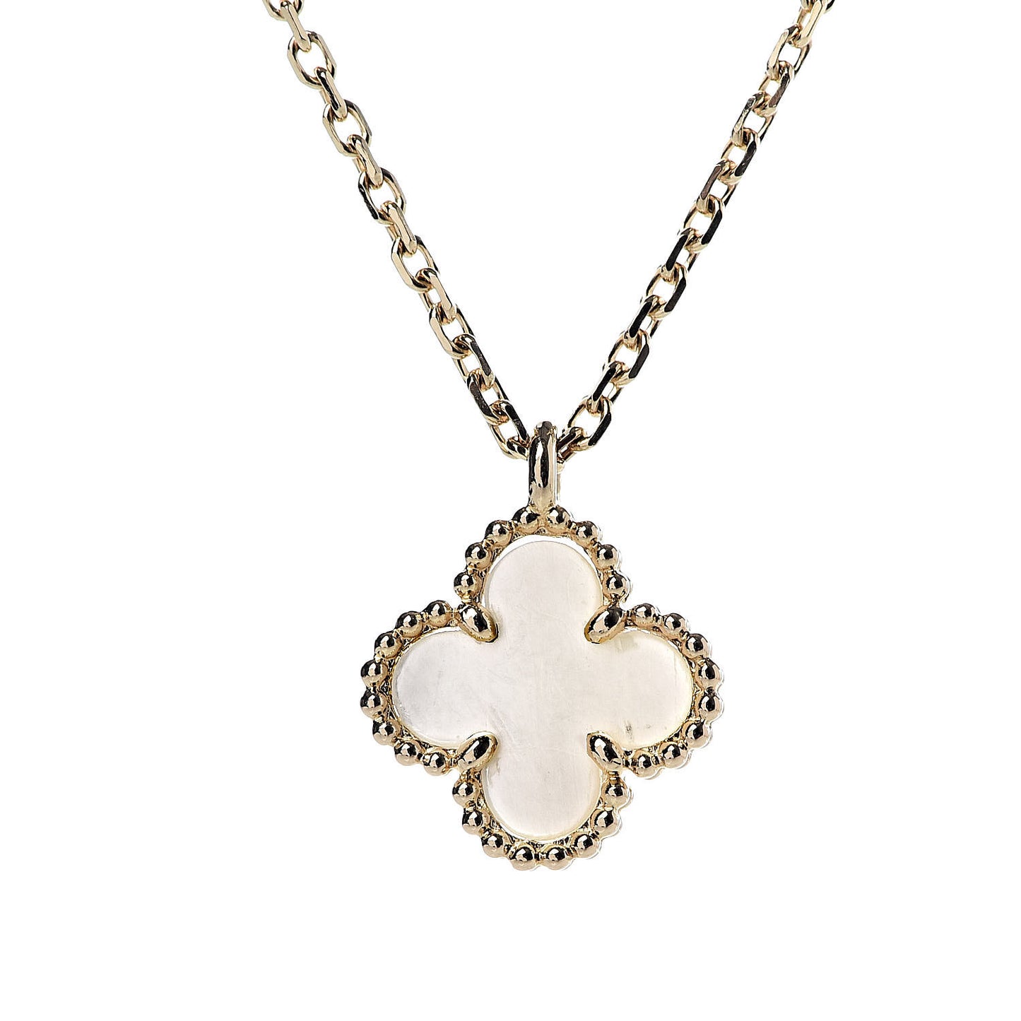 18K Yellow Gold Mother of Pearl Sweet Alhambra Pendant Necklace