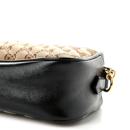 Gucci Monogram Matelasse Diagonal Small GG Marmont Chain Shoulder Bag Beige Black 10 of 11