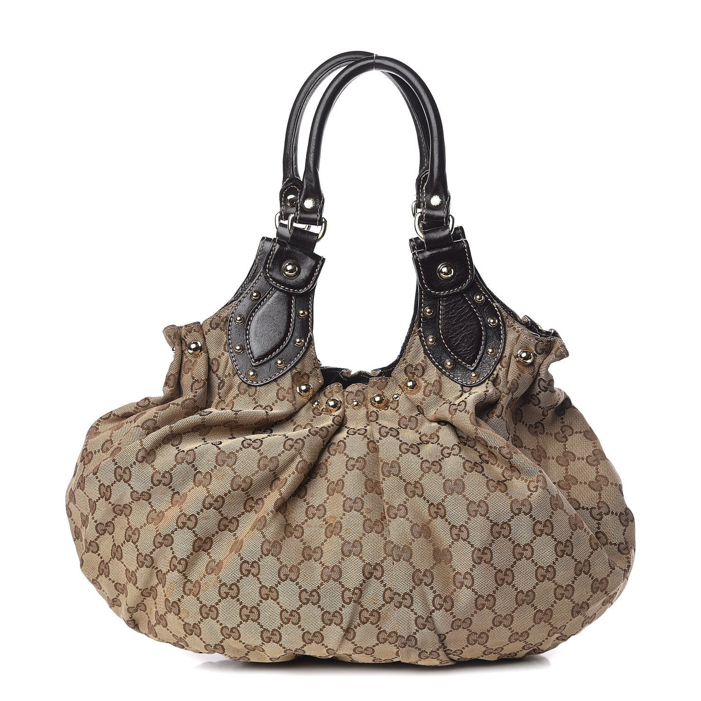 Monogram Studded Medium Pelham Tote Dark Brown