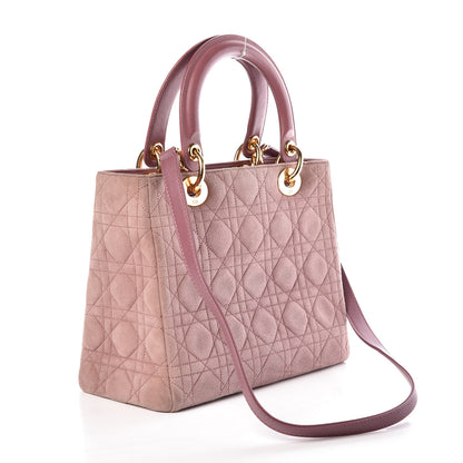 Christian Dior Suede Cannage Medium Lady Dior Pink 3 of 13
