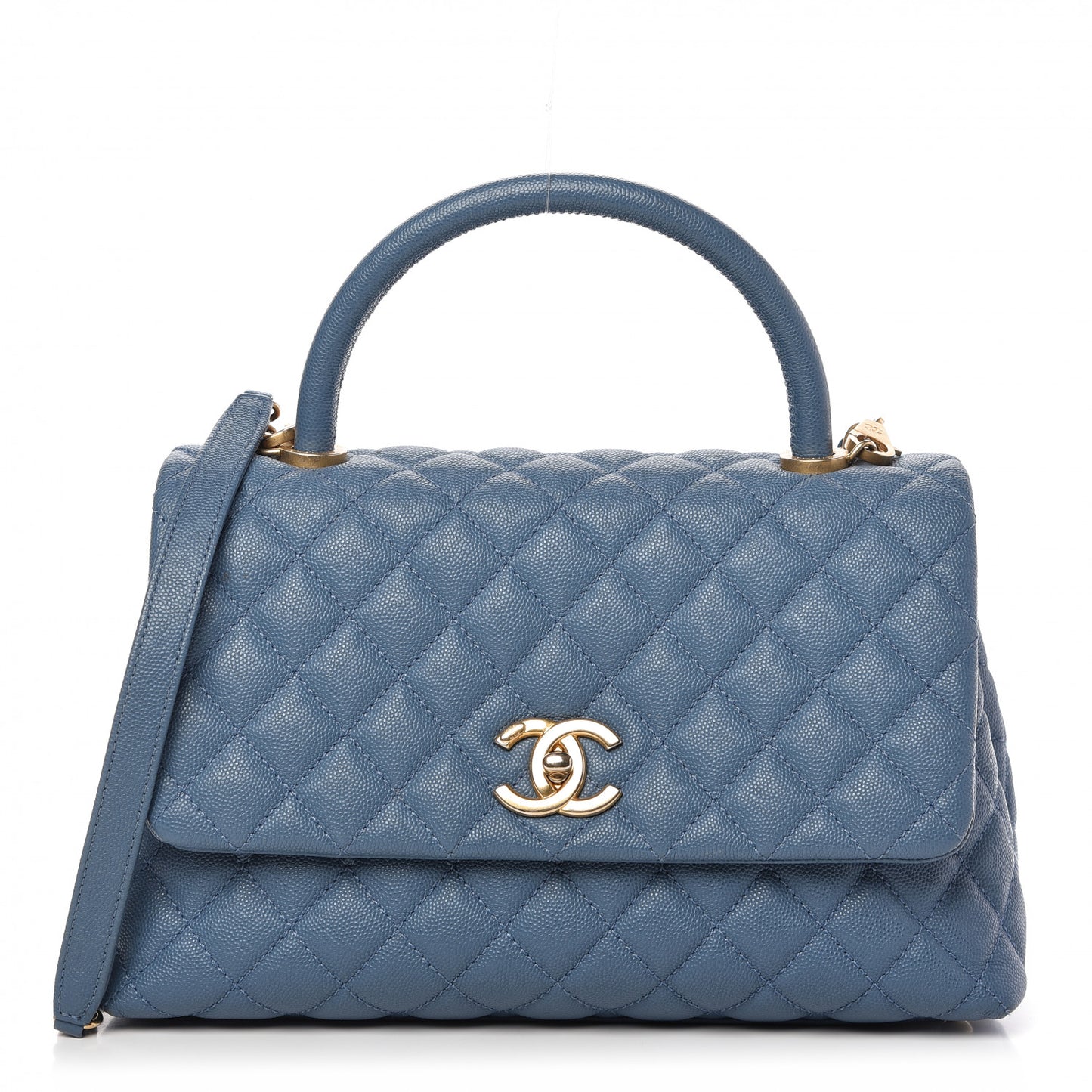 Caviar Quilted Small Coco Handle Flap Blue