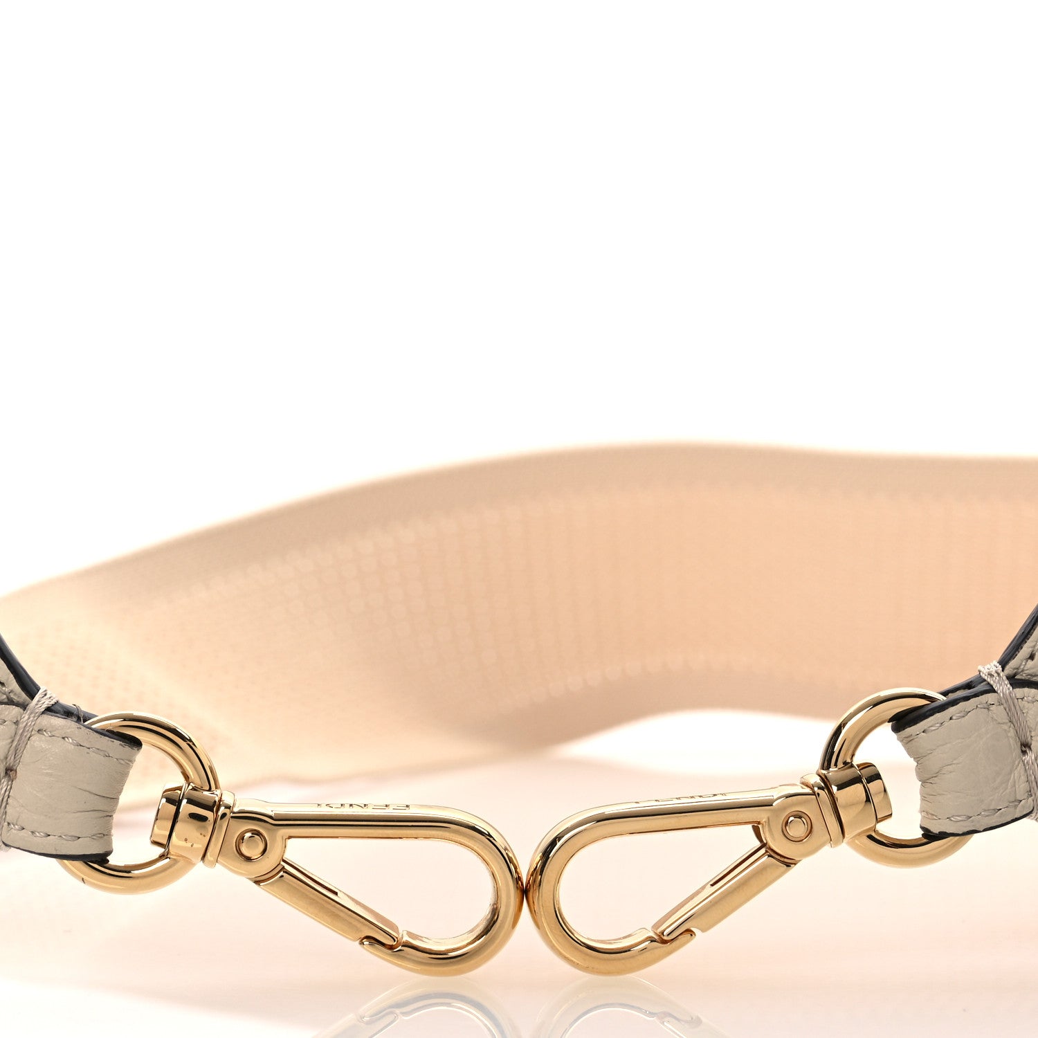 Fendi Ribbon Vitello King Logo Regolabile Woven Adjustable Strap You Beige 3 of 9