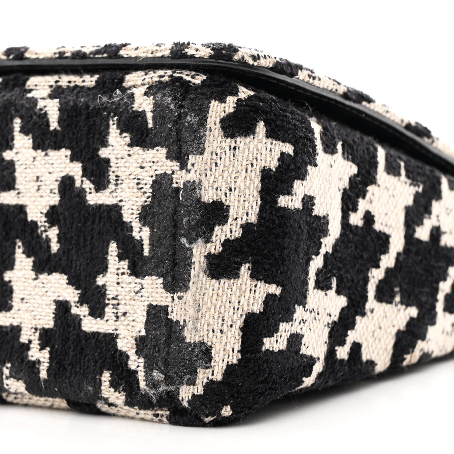 Christian Dior Tweed Houndstooth Medium Caro Bag Black Beige 10 of 10