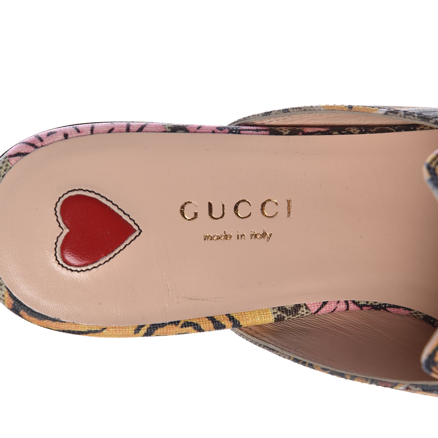GG Supreme Monogram Bengal Womens Princetown Slippers 36.5 Beige Crop Pink