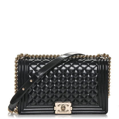 Chanel CHANELPatent Calfskin Quilted New Medium Boy Flap Black 1 of 7