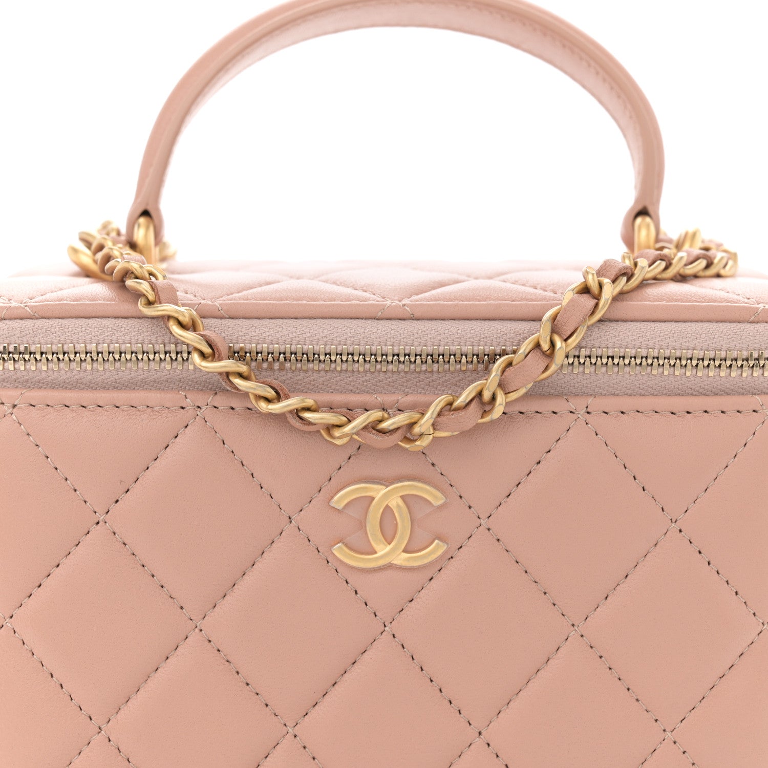Chanel Lambskin Quilted Small Top Handle Vanity Case With Chain Beige 8 of 11