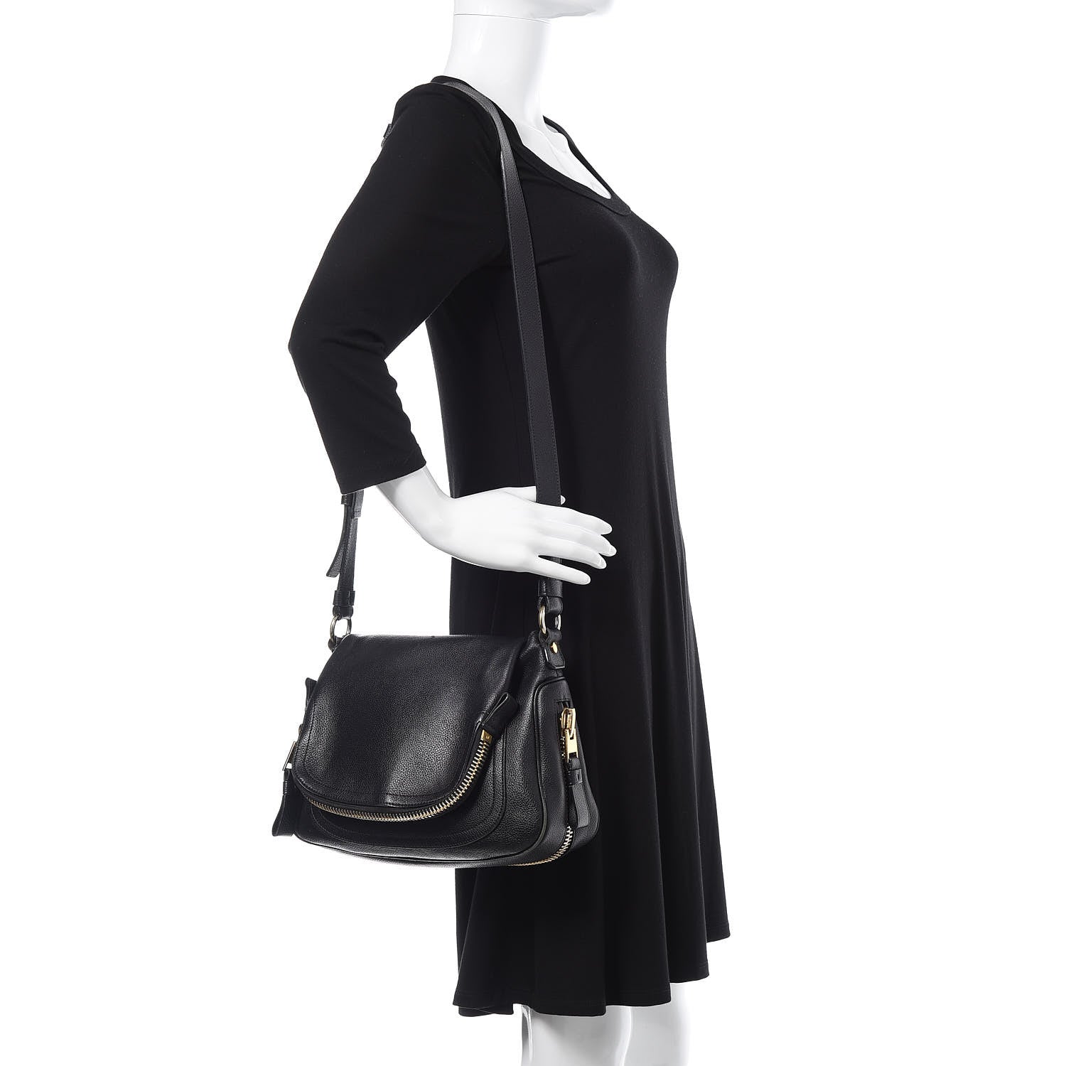 Tom Ford Grained Calfskin Medium Jennifer Crossbody Bag Black 2 of 17