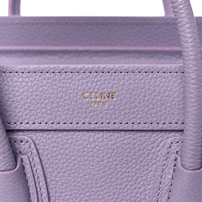 Celine Drummed Calfskin Nano Luggage Lilac 6 of 12