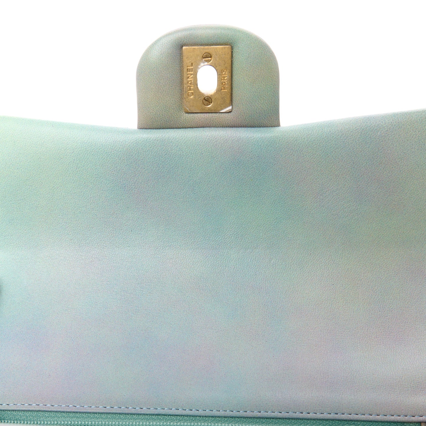 Lambskin Quilted Ombre Mini Top Handle Rectangular Flap Blue Green