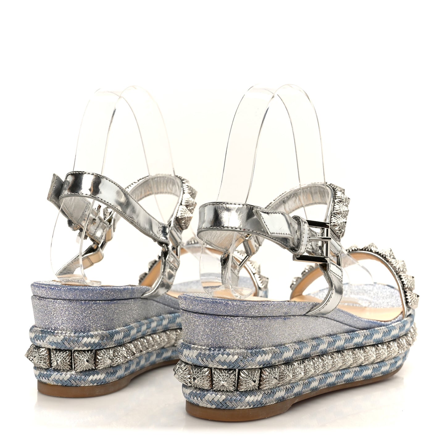 Glitter Pira Ryad 60 Platform Sandals 39 Silver Blue