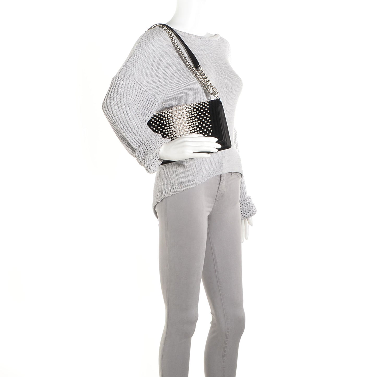 Satin Pearl Medium Boy Flap Black Ivory