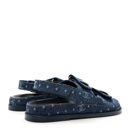 Chanel Printed Denim CC Dad Sandals 38.5 Light Blue 5 of 10