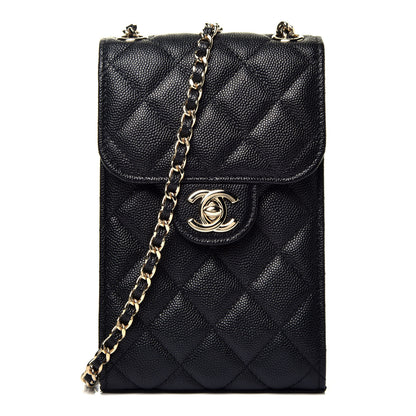 Chanel Caviar Quilted Classic Phone Holder Black 1 of 10