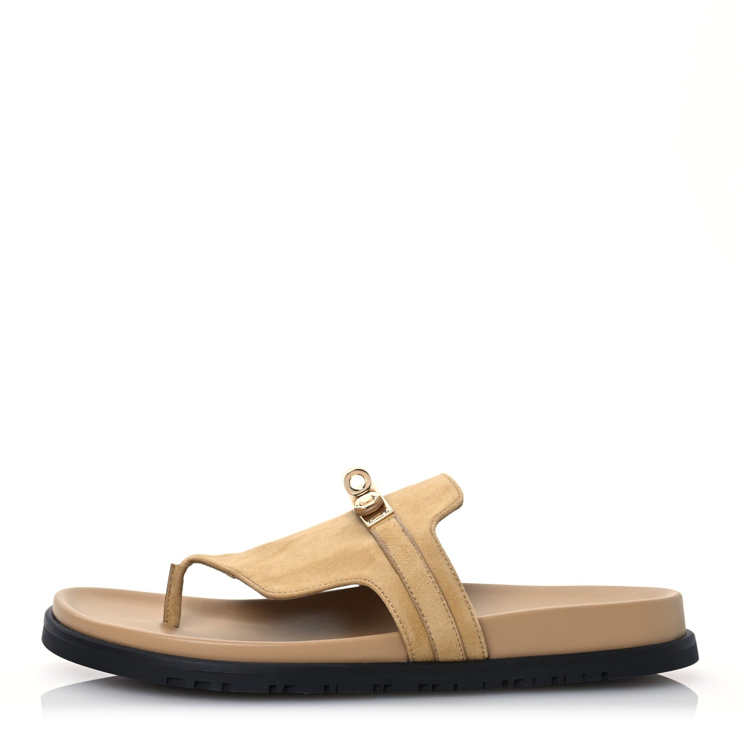Suede Goatskin Womens Empire Sandals 40 Beige Lin