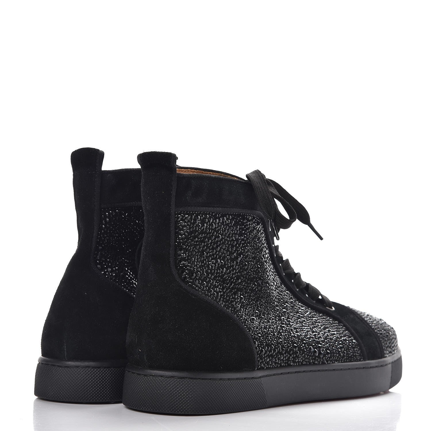 Christian Louboutin Mens Veau Velours Strass Louis Flat Sneakers 44 Black 4 of 7
