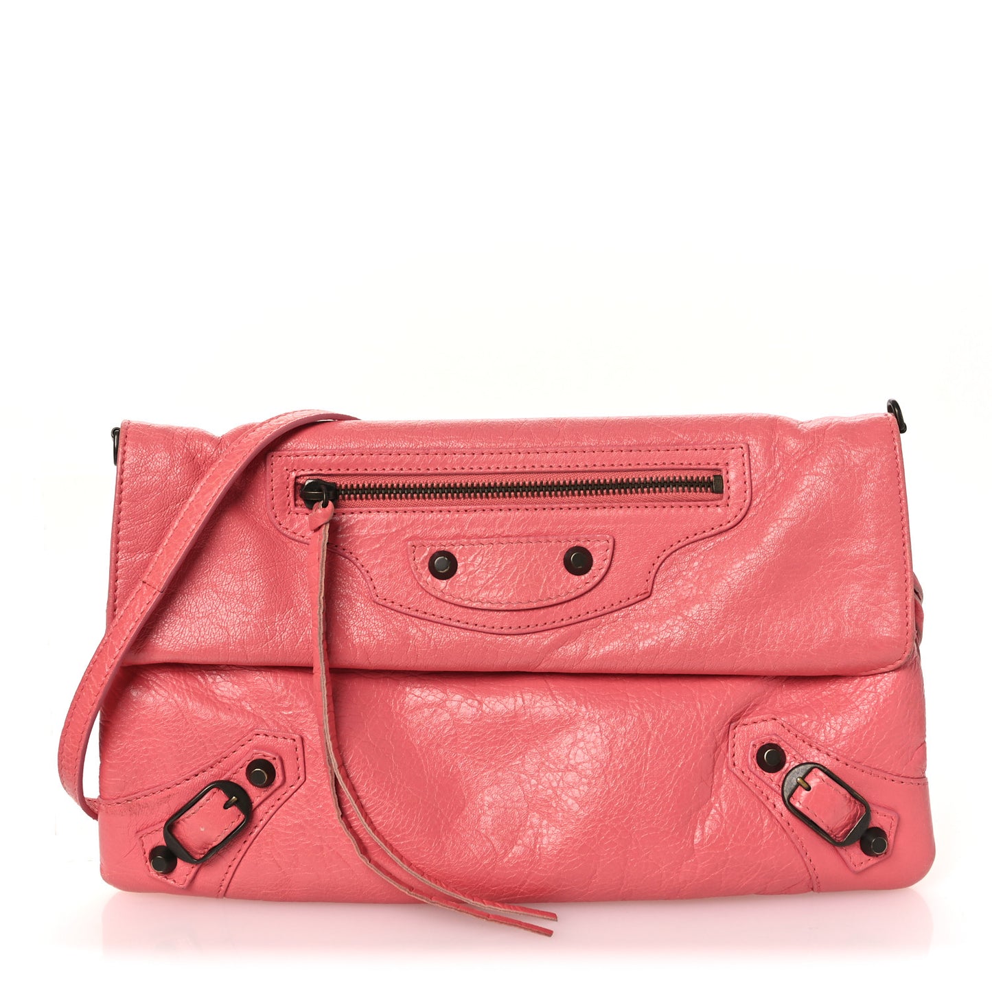 Agneau Classic Hardware Envelope Strap Clutch Rose Jaipur