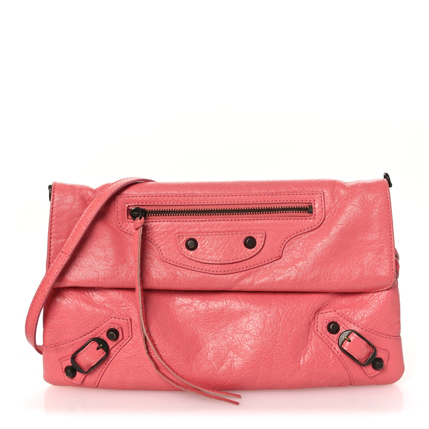 Balenciaga Agneau Classic Hardware Envelope Strap Clutch Rose Jaipur 1 of 17