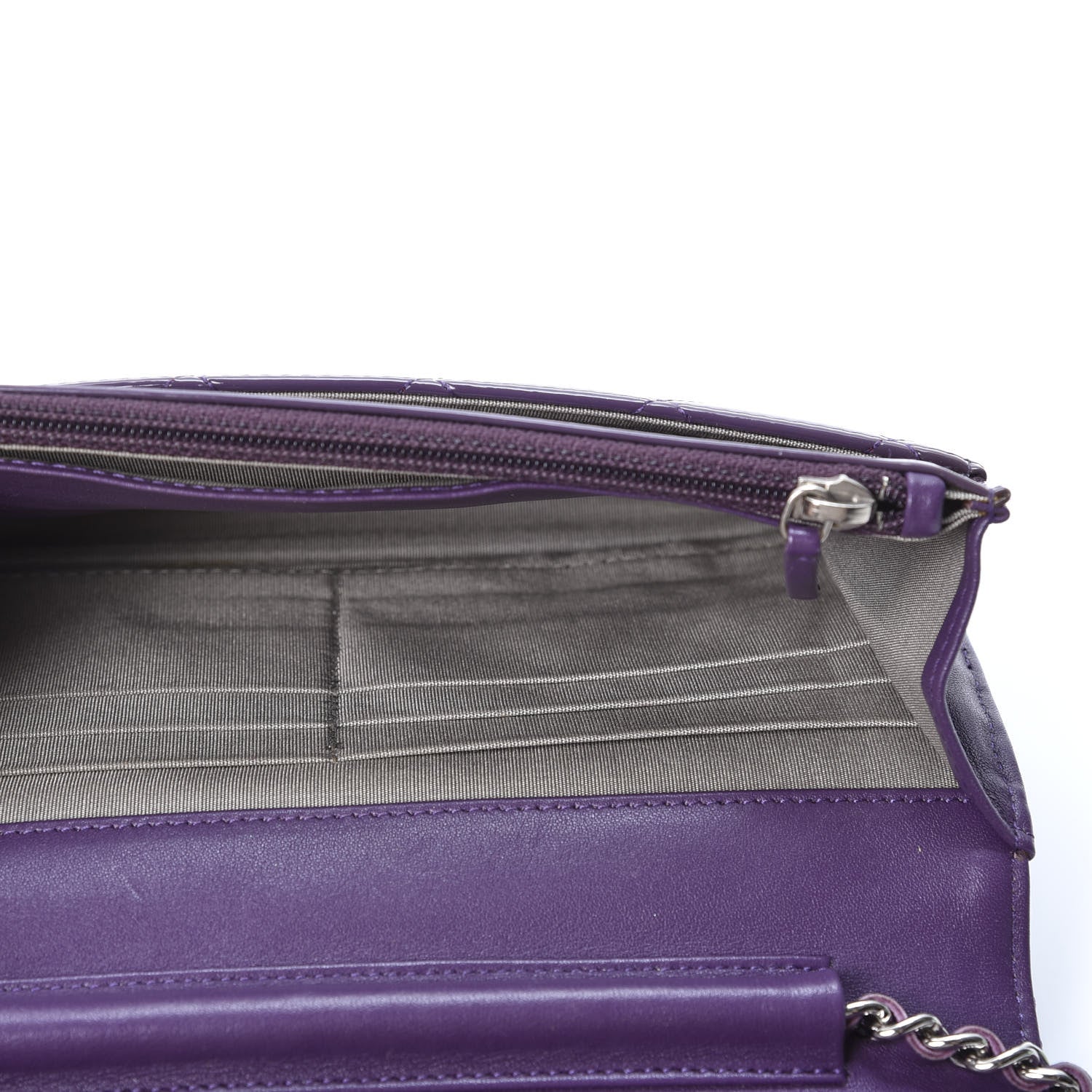 Chanel Patent Quilted Brilliant Wallet On Chain WOC Violet 4 of 10