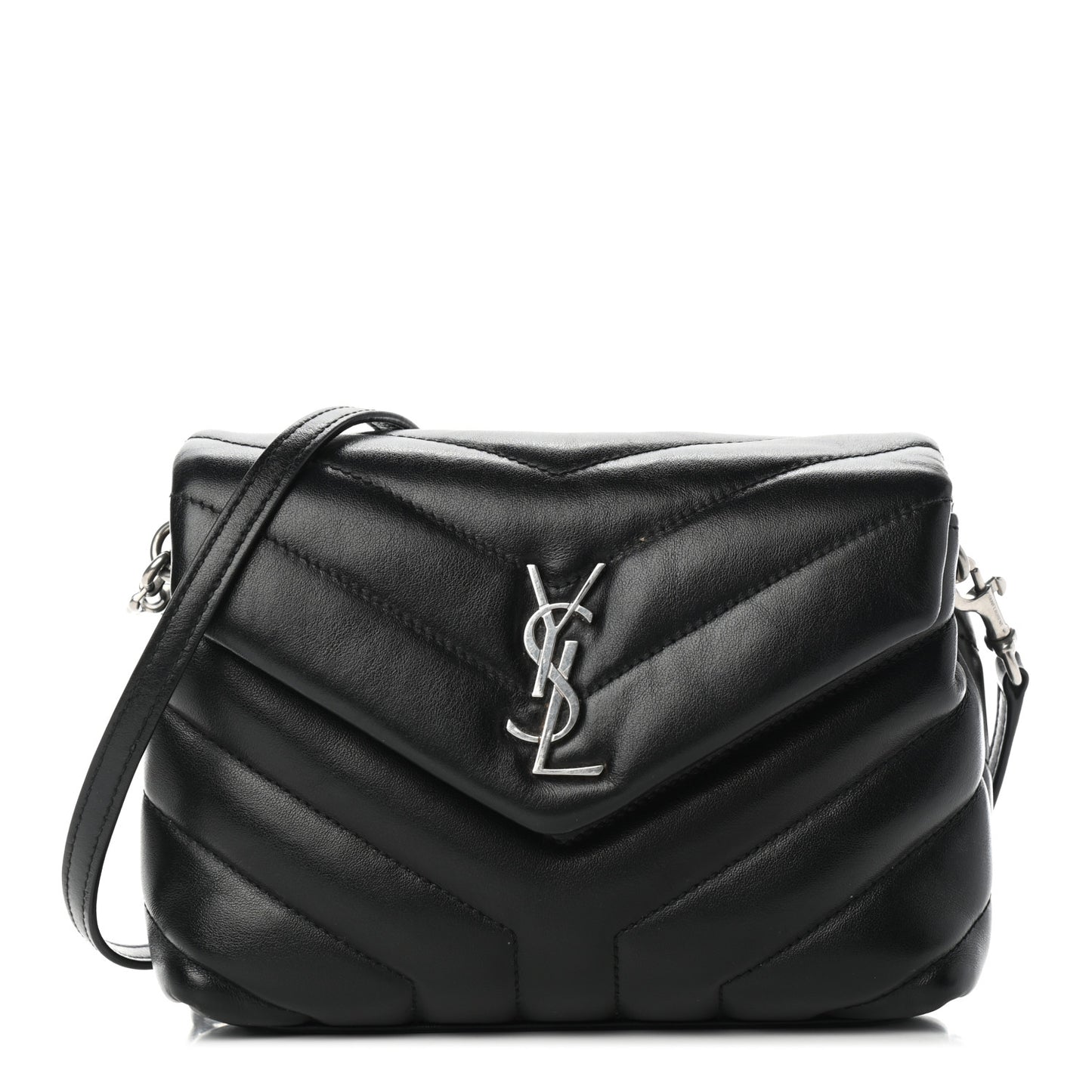 Calfskin Y Quilted Monogram Toy Loulou Crossbody Bag Black