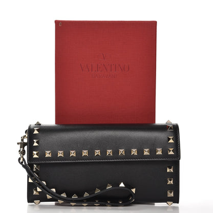 Valentino Garavani Calfskin Rockstud Wristlet Travel Wallet Black 8 of 9
