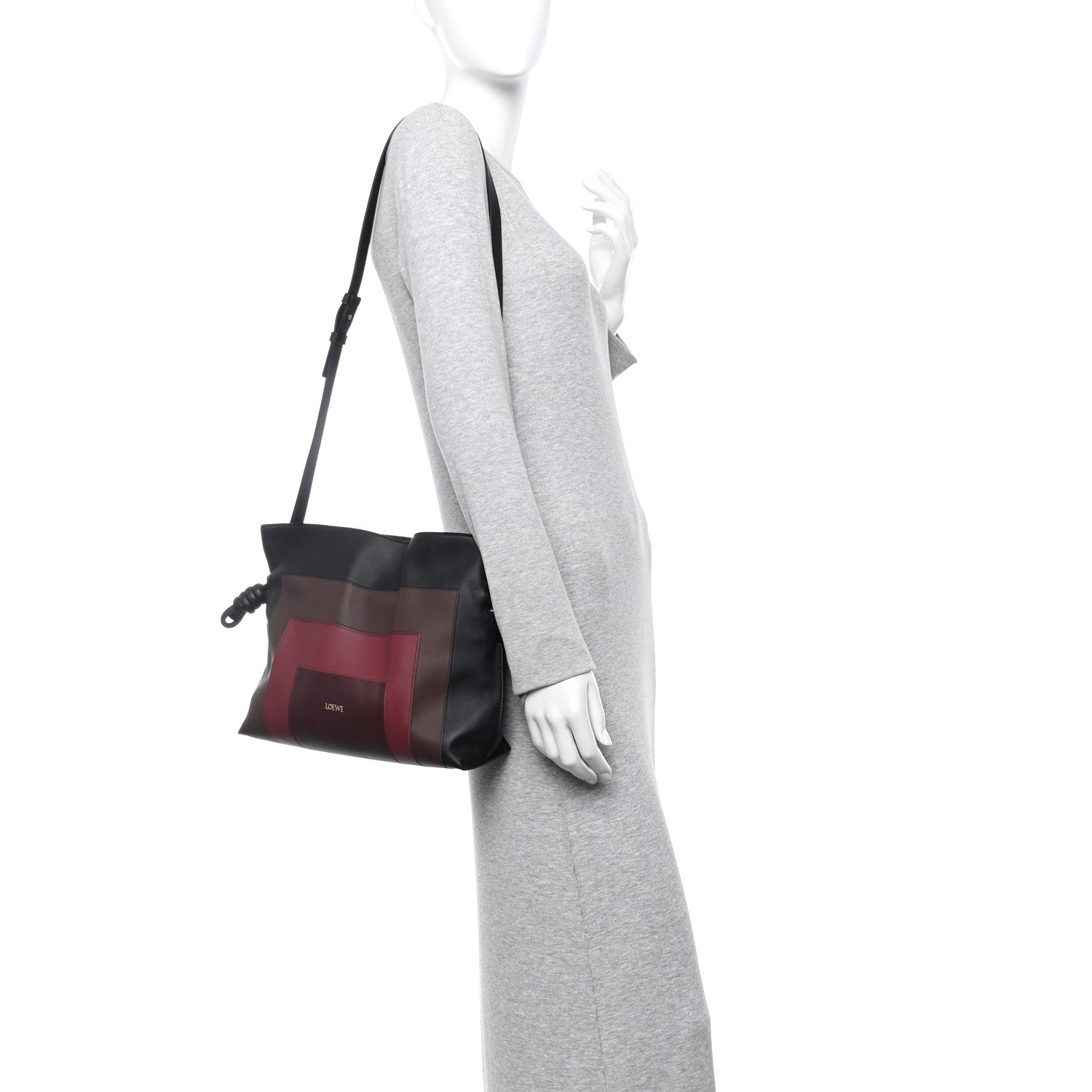 Loewe X ALBERS Nappa Calfskin Medium Flamenco Knot Clutch Black Burgundy 2 of 10
