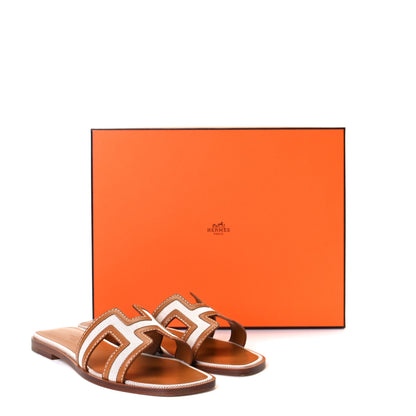 Hermes Calfskin Canvas Oran Sandals 36 Noisette Beige Dore 8 of 8