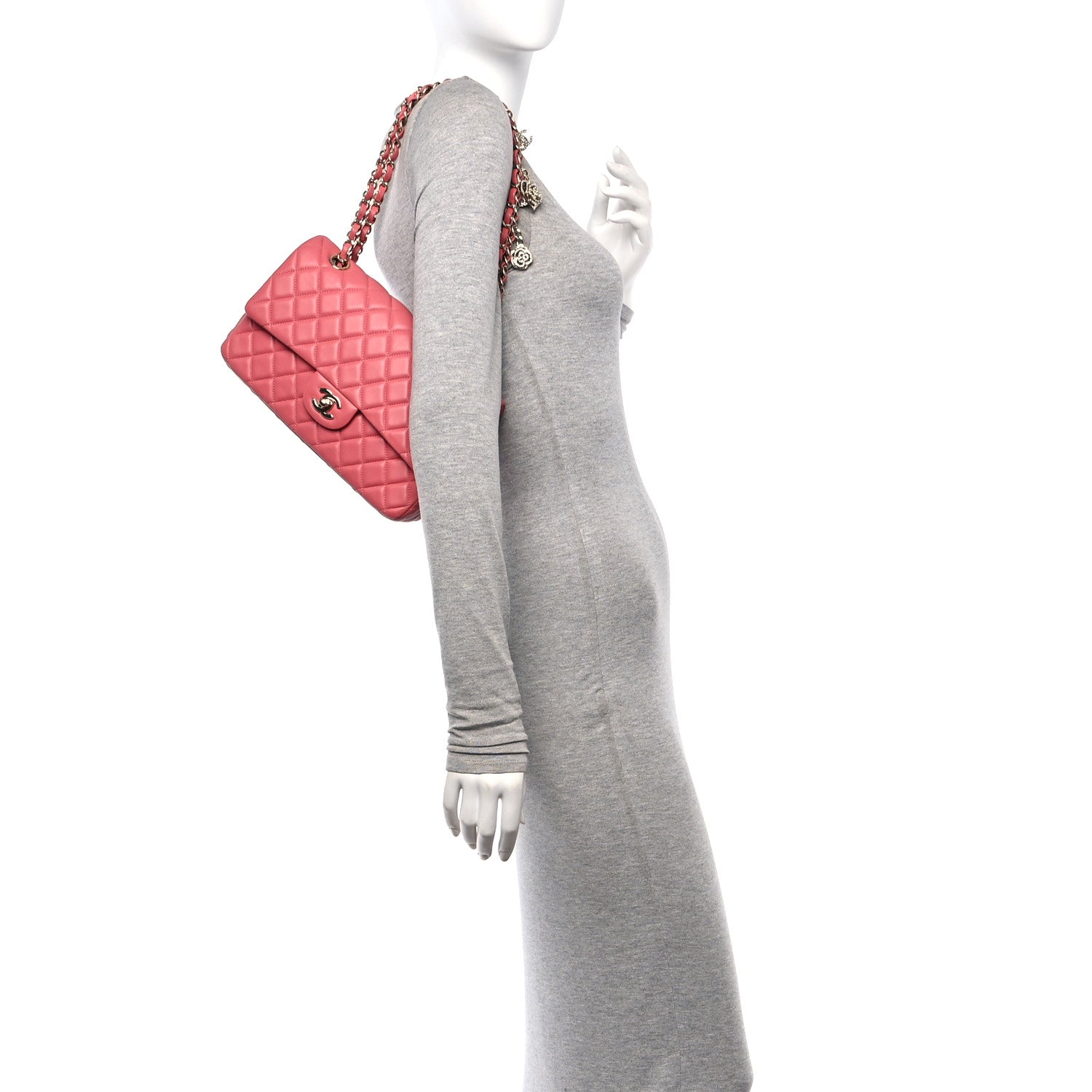 Chanel Lambskin Quilted Valentine Charms Medium Single Flap Pink 2 of 10