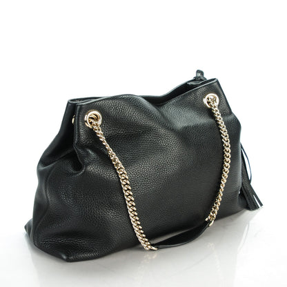 Gucci Pebbled Calfskin Medium Soho Chain Shoulder Bag Black 3 of 7