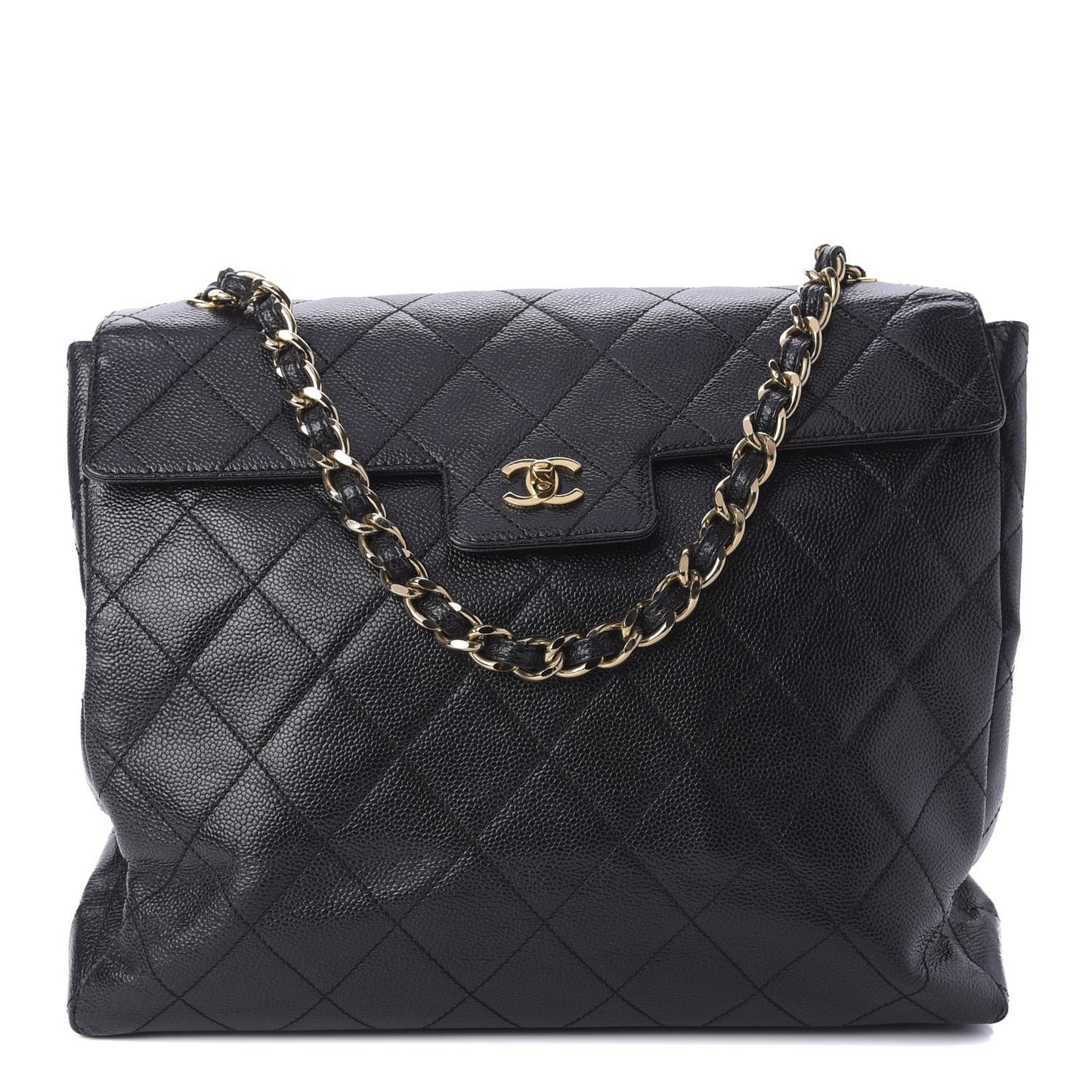 Caviar Quilted Single Flap Black